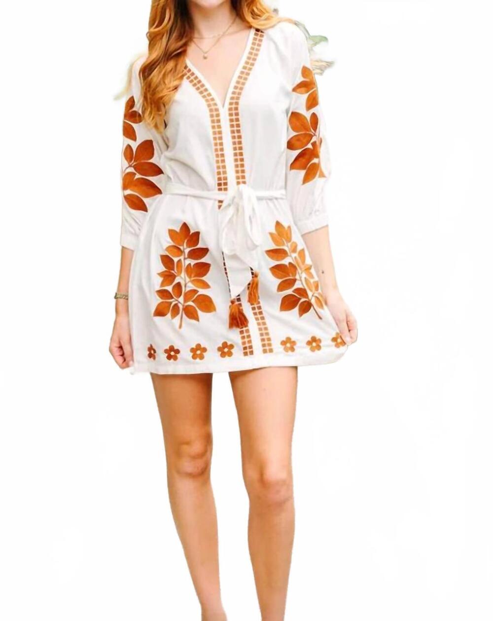 NEW VICTORIA DUNN women's calliope mini dress in ochre